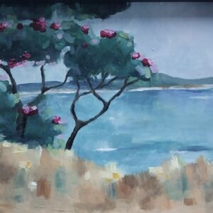 Flamboyant trees against the ice cold ocean